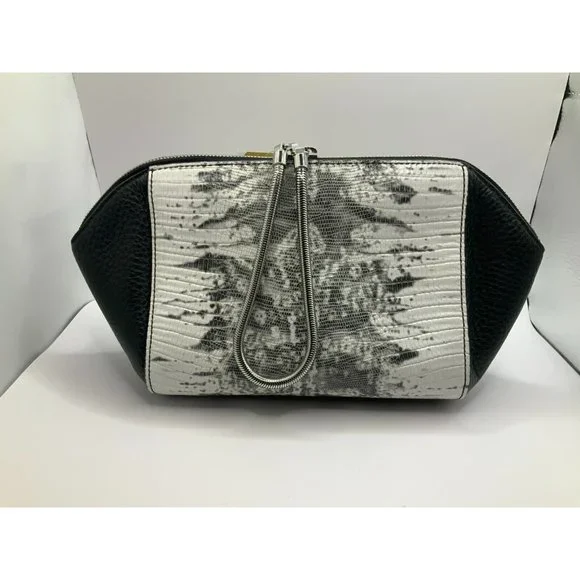 Alexander Wang White & Black Snakeskin Leather Embossed Small Clutch Purse - Picture 2 of 8